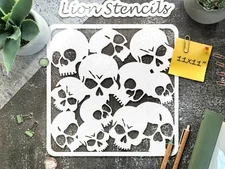 Overlapping Skull Pattern Stencil for Creative Projects - StencilAir