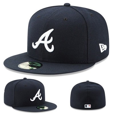 New Era Atlanta Braves 5950 Navy White Fitted Hat MLB Youth Boys Cap Size 6 3/8