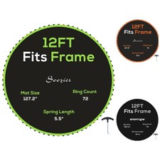 Soozier Trampoline Mat with 72 V-Hooks, Fits 12ft Trampoline