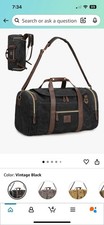 Canvas Duffle Bag L 25.6 x W 11.4 x H 12.6 inches, Vintage Black