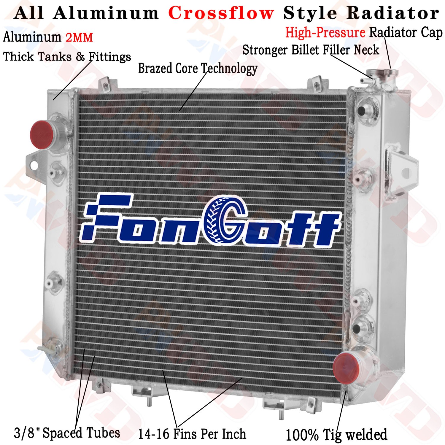 2209-006 4 Row Radiator for 12+ Doosan Daewoo Forklift G20P-5 GM 3.0L LP