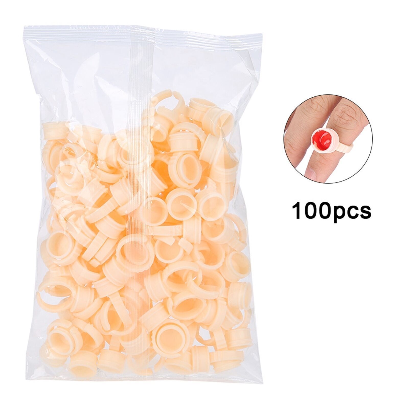 100Pcs Eyebrow Tattoo Ring Cup Microblading Pigment Glue Holder M