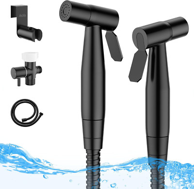Black Bidet Sprayer Set - Adjustable Pressure Handheld Shower for Toilets