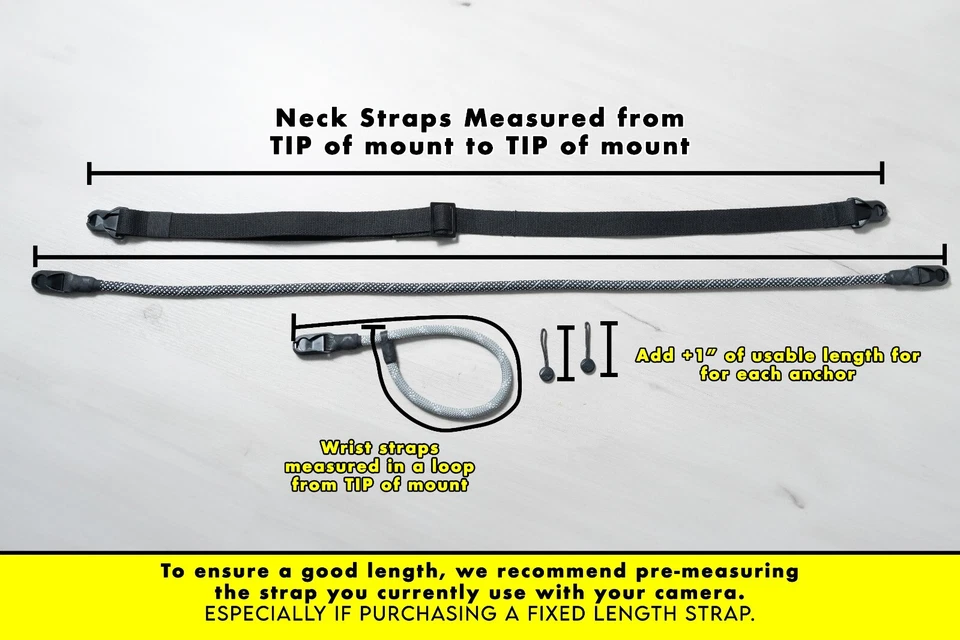 Slim Quick Release Camera Strap Yellow Adjustable w/2x Peak Design Anchors - Image 4 of 4