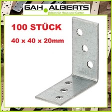 100 STÜCK GAH Winkelverbinder Holzwinkel Winkel 40 x 40 x 20 mm Stahl verzinkt