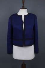 SANDRO Blue Long Sleeve Trim Collarless Blazer Jacket Size 36