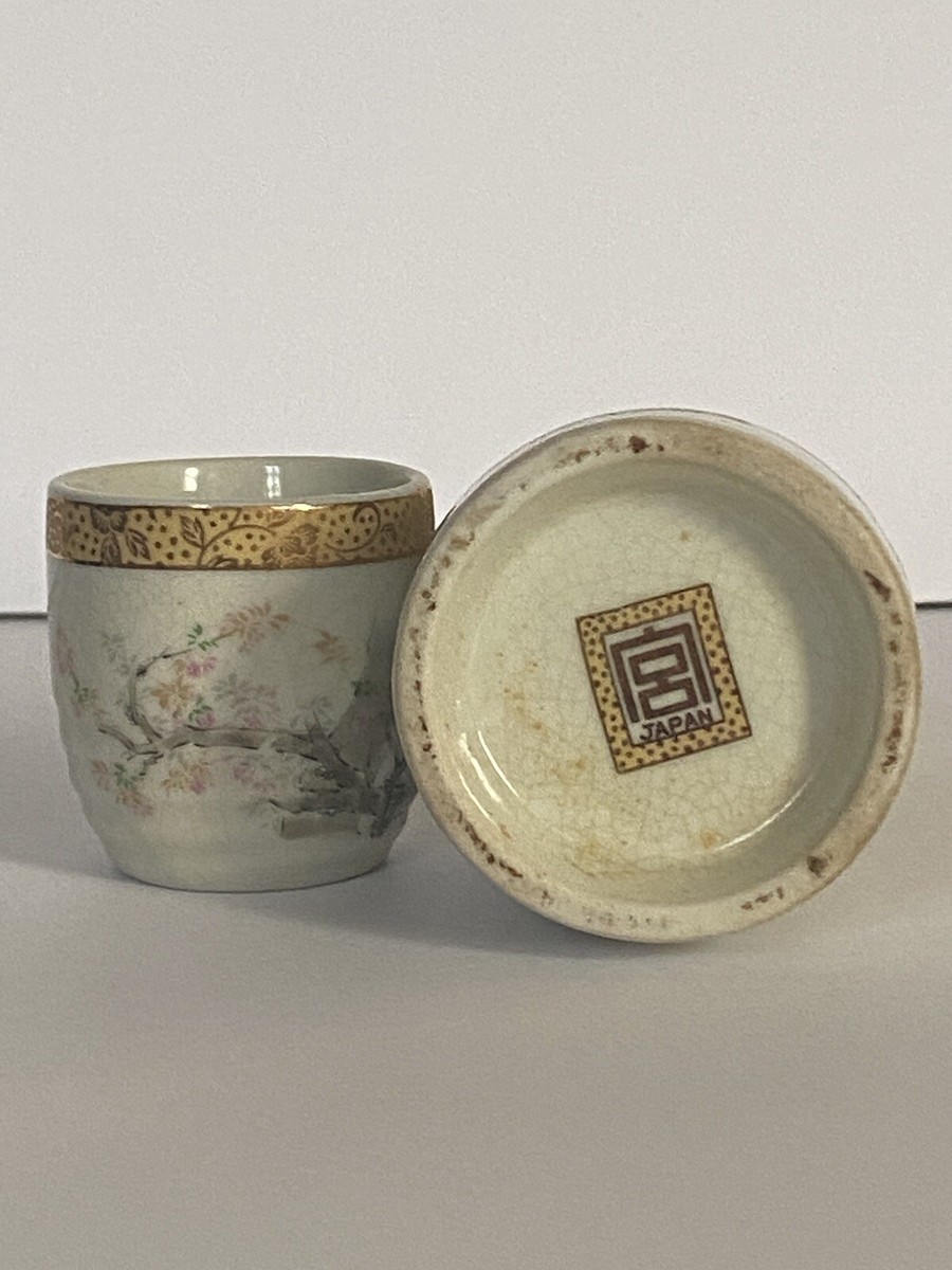 ❇saki❇ Beautiful Vintage Japan Saki Set With Peacock Design and Gold Trim