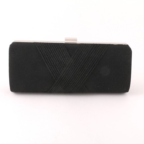 New Black Glitter Fabric Evening Clutch Bag YZS024-BLK