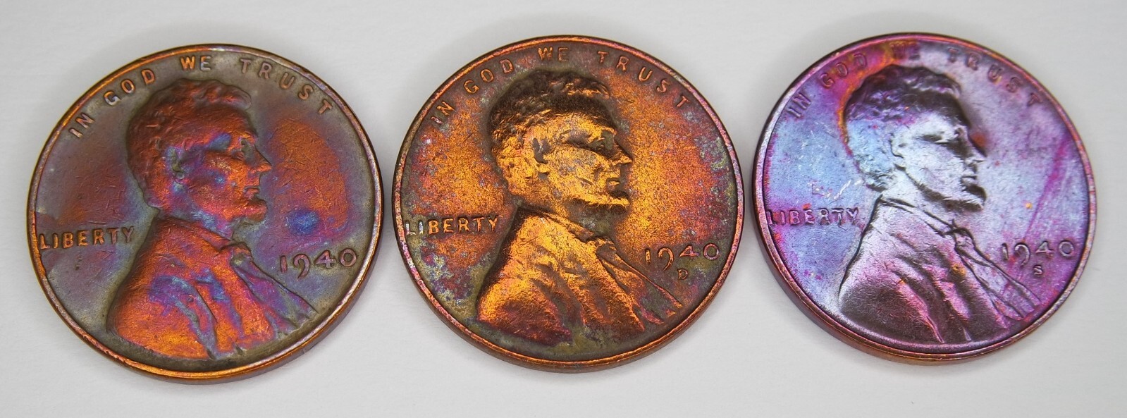 1940 P D S Lincoln Cent Wheat Penny Set **Beautiful Vintage Coin**