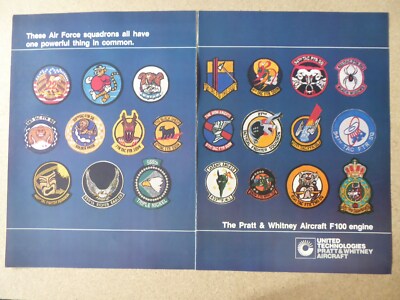 10/1980 PUB PRATT & WHITNEY FLUGZEUG PATCH AIR FORCE SQUADRONS F-100 ENGINE AD