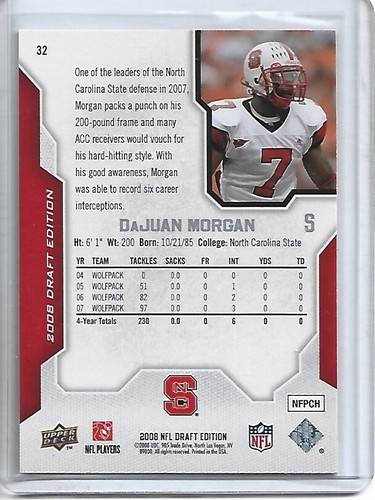 DaJuan Morgan-2008 Upper Deck Draft Edition RED Parallel #32 - Picture 2 of 2