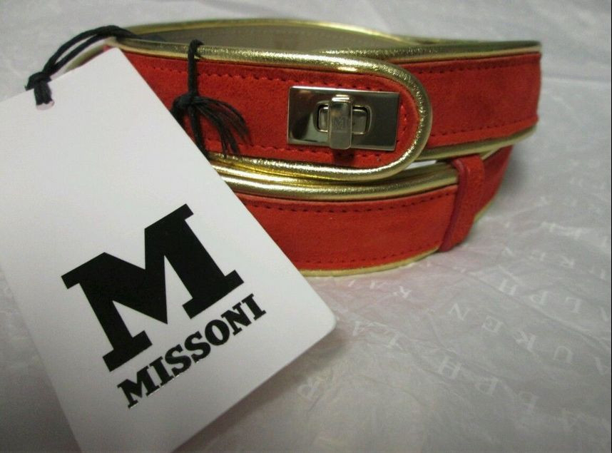 M Missoni Leather Belt Vintage Missoni Brown Leather M Belt For Sale at 1stDibs main image 3