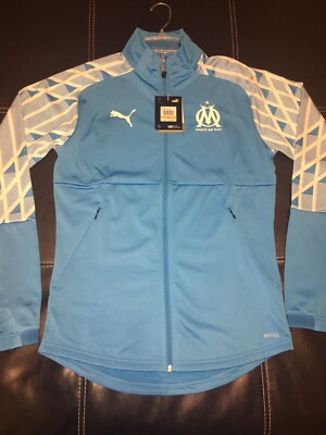 Puma OM Stadium Jacket Bleu Azur- Puma White Mens Size Small $90