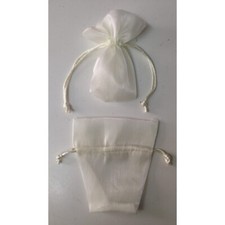 25 sacchetti in organza con tiranti in raso 11,5xh12 cm avorio  LES-8354-25