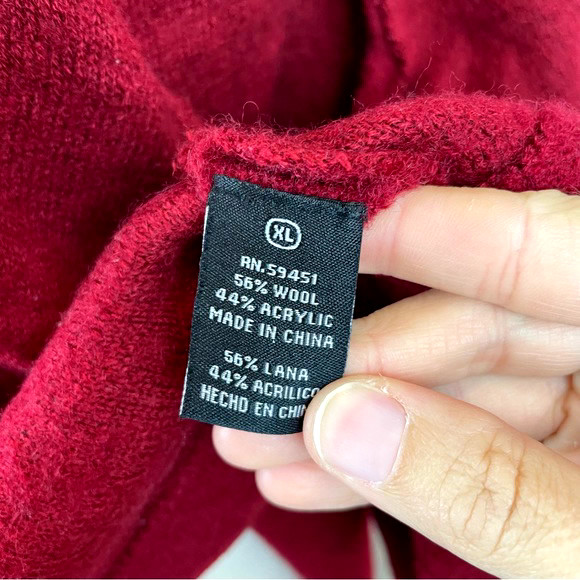 Jane Ashley Solid Red Wool Blend Button Collared … - image 7