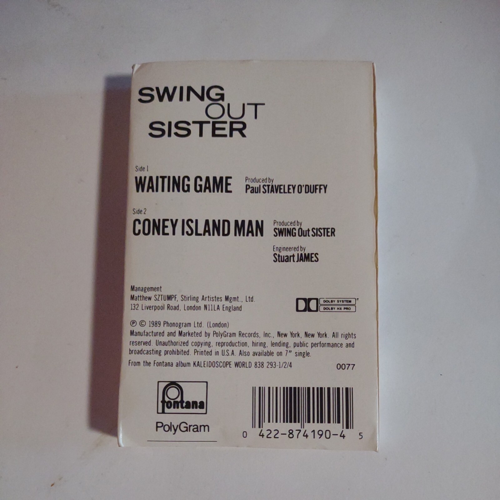 Swing Out Sister Waiting Game Cassette Tape Single 1989 | eBay