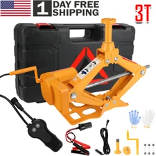 3 Ton 120W Automotive Electric Scissor Car Jack Lift Tool Kit Tire Change Repair