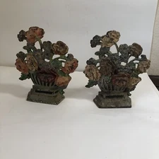 (2) Two Rare Hubley No. 265 poppies and corn flowers doorstop