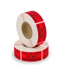 2 Rolls THIS IS A SET DO NOT SEPARATE Packaging Labels 1x2 Red Warning Stickers