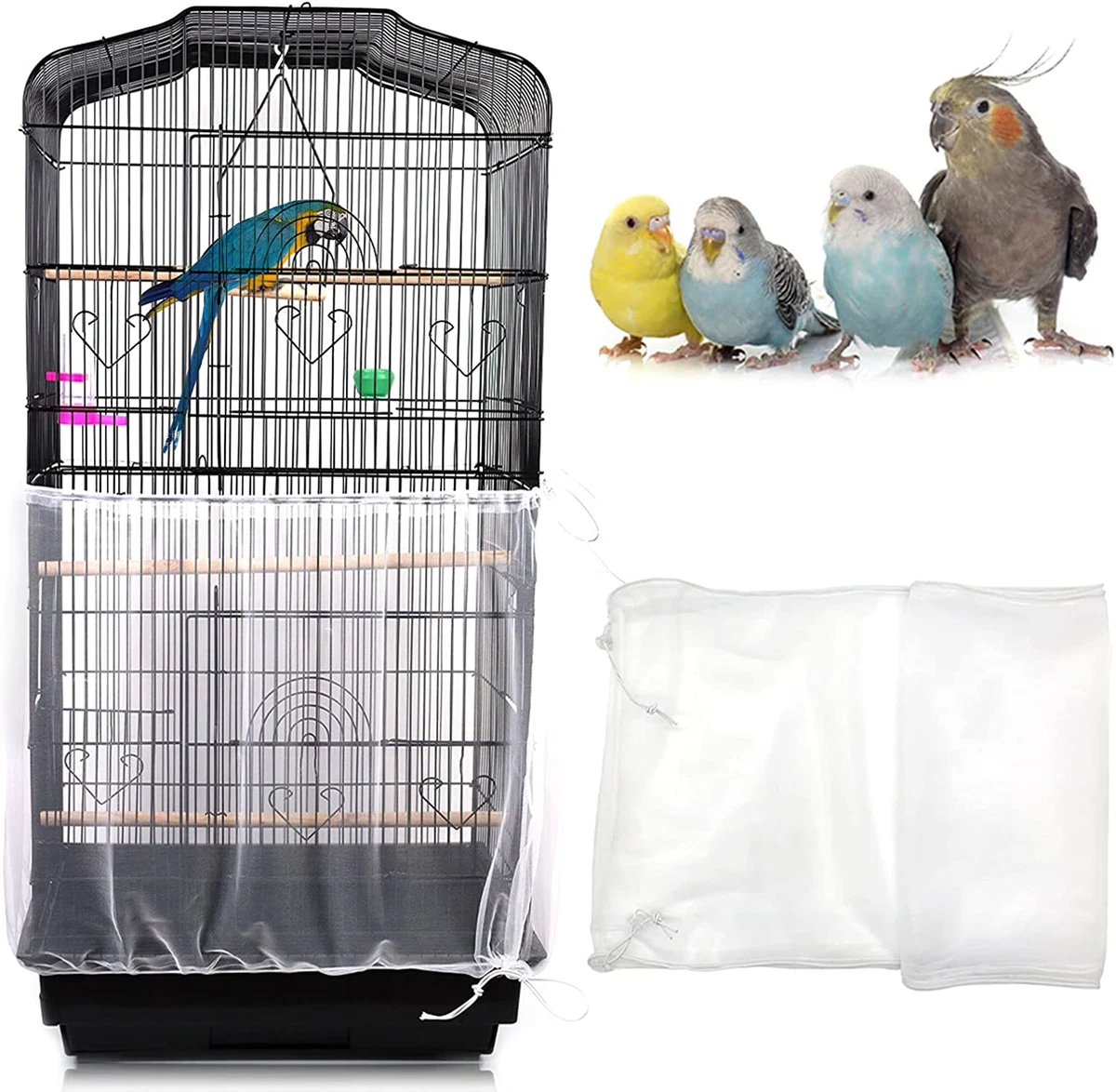 Daoeny Universal Bird Cage Cover Adjustable Parrot Nylon Airy