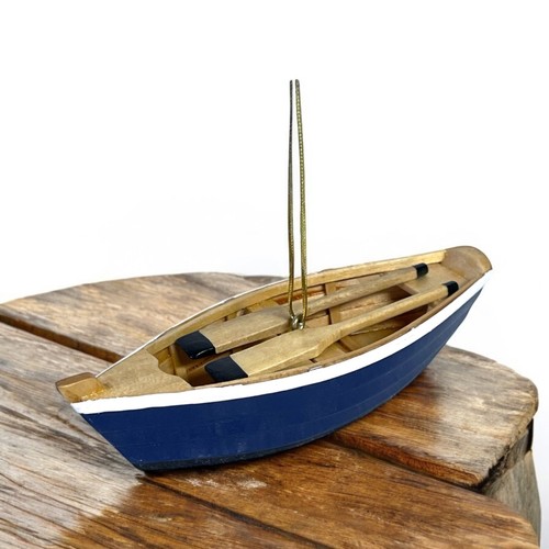 Vintage Holz Ruderboot Ornament 5"