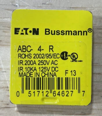 Bussmann ABC-4-R Fuse, Fast Acting, 4 Amp, ABC Series, 250VAC, Pack of 5