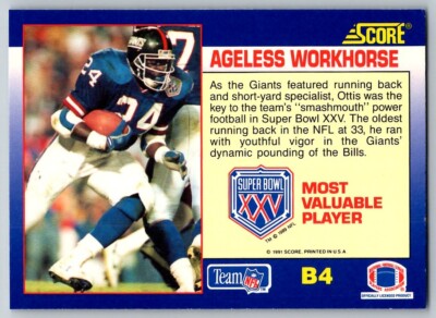 1991 SCORE OTTIS ANDERSON NEW YORK GIANTS #B4 | eBay