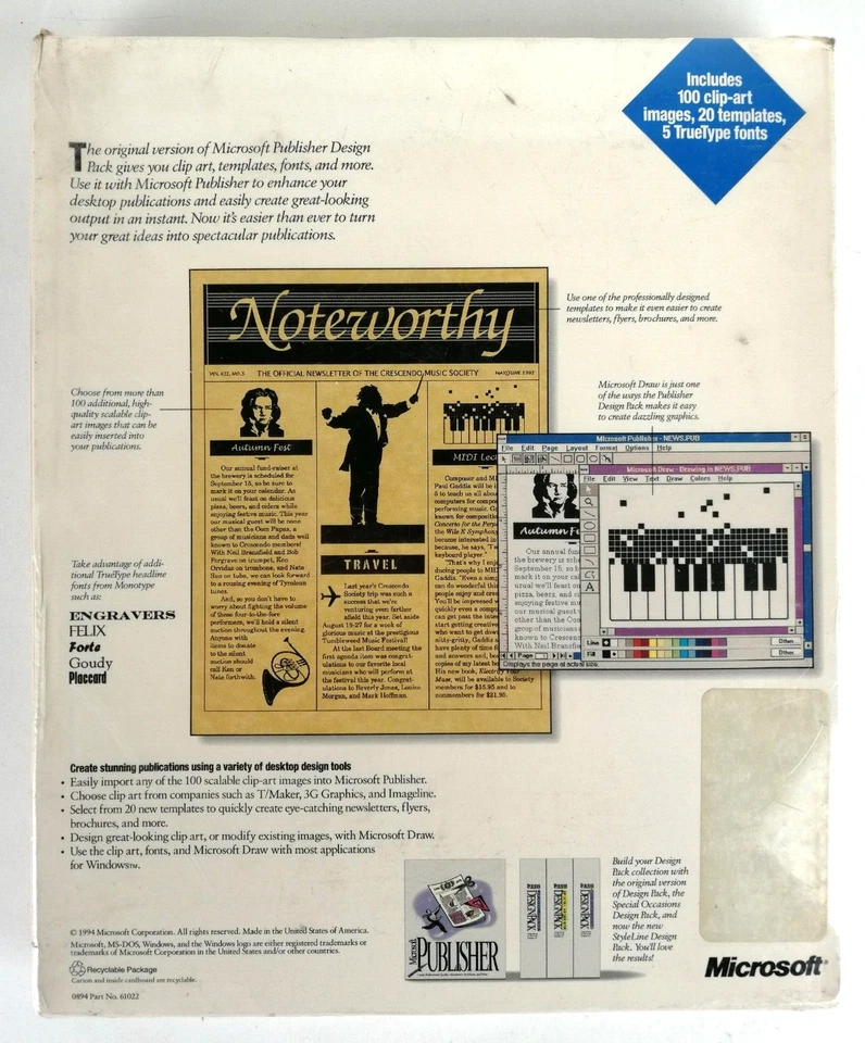 MICROSOFT PUBLISHER DESIGN PACK - SOFTWERE - 1994 - NUOVO SIGILLATO - Immagine 3 di 3
