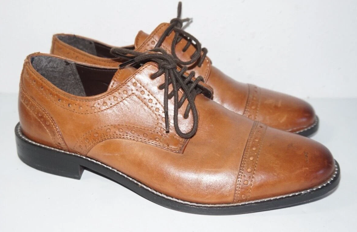 JORDAN Scarpe Oxford eleganti in pelle da uomo Nunn Bush marrone chiaro punta a cappuccio taglia 8 84526