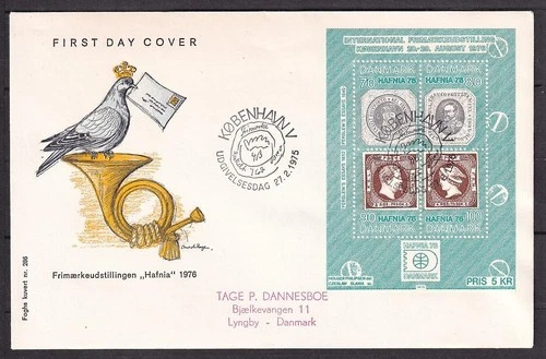 w3706/ Denmark Cz. Slania Sheet Block FDC Cover 1975