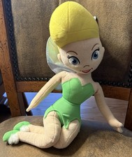 Disney Store Tinker Bell Plush Doll 13" Peter Pan Fairy Green Dress Iridescent