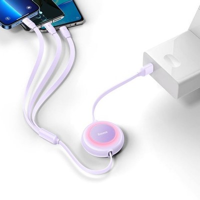 Baseus Retractable 3 in 1 Fast Charging Data Cable Bright Mirror Series 2