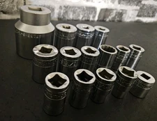 Lot Of 15 Vintage S-K, S-K Wayne, Sockets Chrome Mechanics Tools Nice Lot