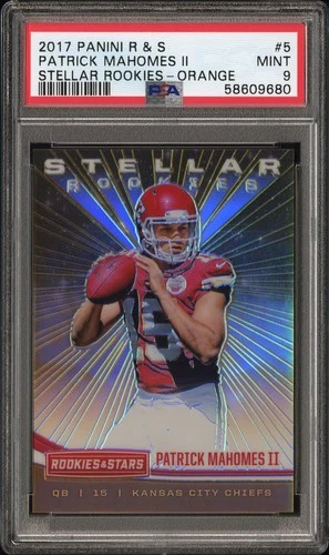 2017 Panini Rookies & Stars Stellar Rookies #5 Patrick Mahomes II Orange PSA 9