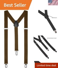 Leather Y Shaped Suspenders with Strong Clips - Adjustable Comfort Fit