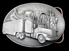 RG22130 NOS VINTAGE 1988 SEMI TRUCK ACROSS AMERICA COMMEMORATIVE BUCKLE