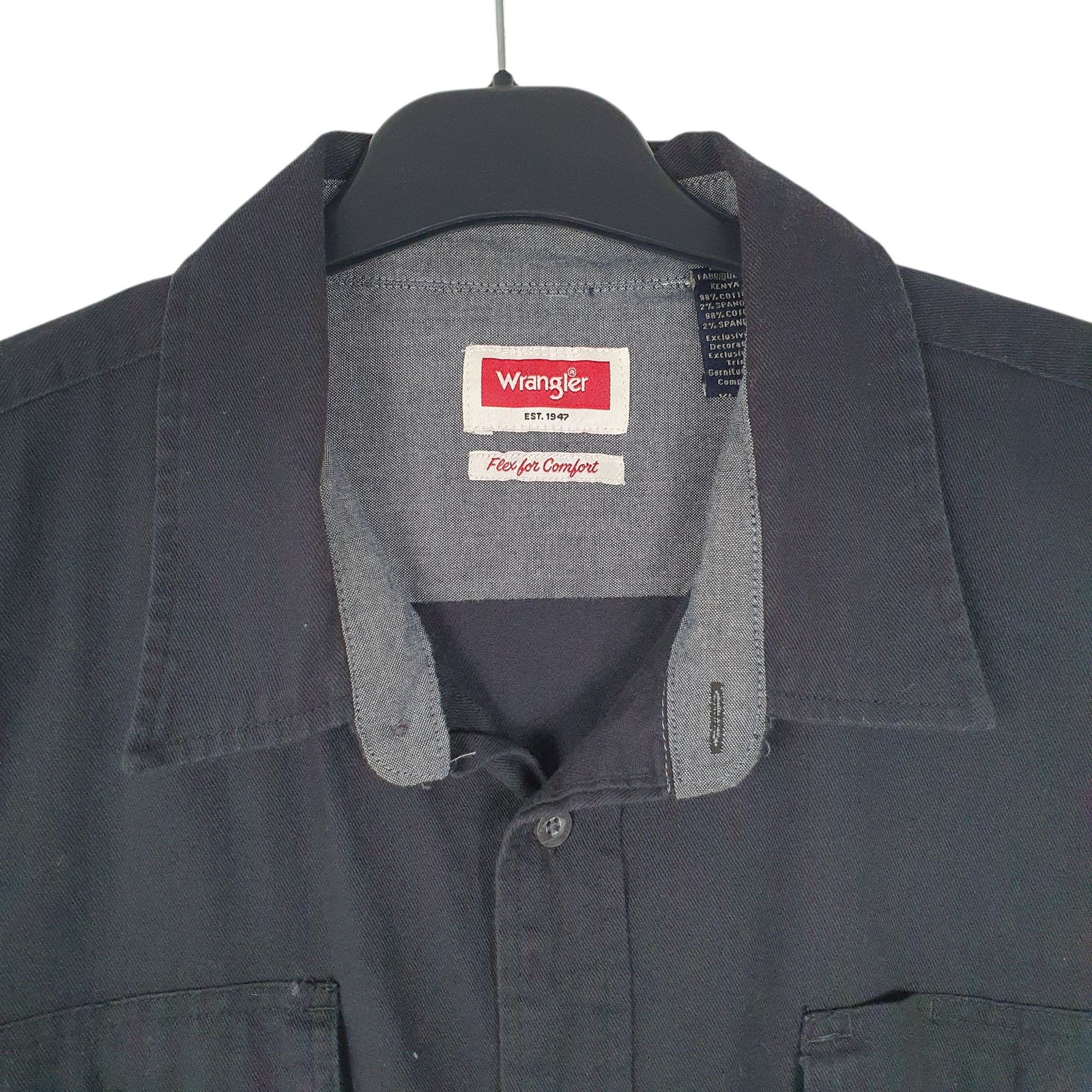 WRANGLER Black Shirt Long Sleeve Casual Cotton Blend Mens XL image 2
