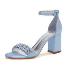 YWXYMGE Block Heel Wedding Sandals Shoes Bride Open Toe Crystals Formal