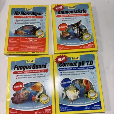 ALL EXPIRED 4 TETRA Fish Tank No More Algae Ph 7.0 Ammonia safe Fungus Guard Lot