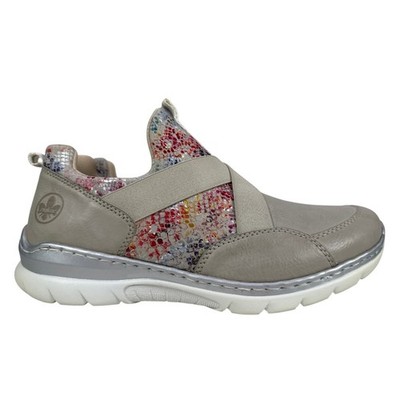 Rieker Nikita 53 Sneaker Slip On Womens 8 EU 39 Ice Grey Multi Elastic