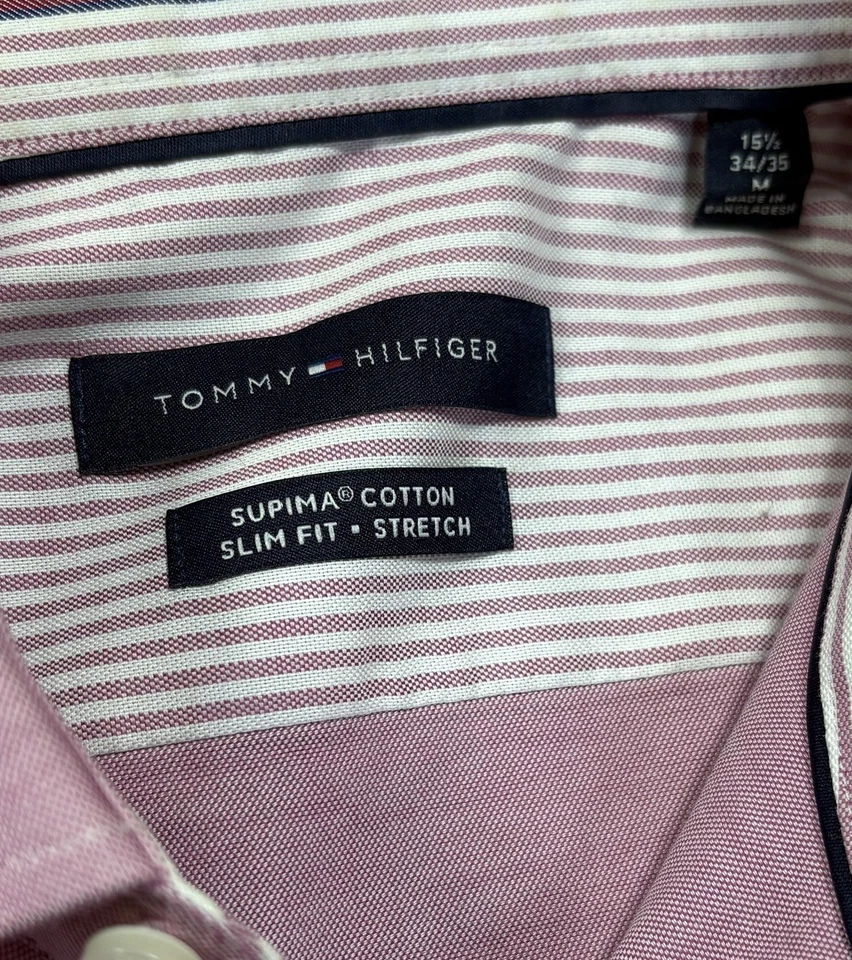 Camisa de vestir Tommy Hilfiger para hombre L 15,5 34/35 con botones Flex Supima manga larga Foto 3 de 4