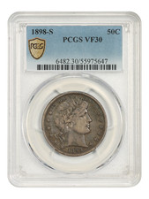 1898-S 50C PCGS VF30 - Barber Half Dollar