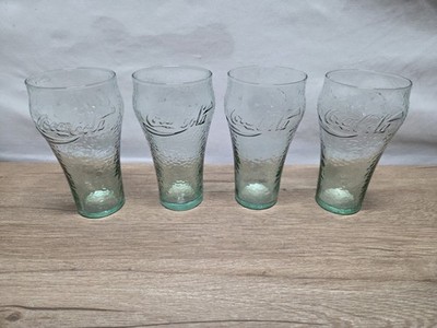 Set of 4 Coca-Cola Pebbled Green Glass Tumblers 6  Textured Coke