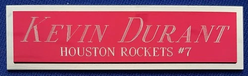 KEVIN DURANT ROCKETS NAMEPLATE FOR AUTOGRAPHED SIGNED BASKETBALL- JERSEY-PHOTO