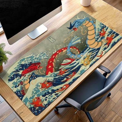 Gyarados Wave Mouse Pad, Japanese Art Style Pokemon Desk Mat Gift For Anime Fans