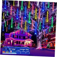 Meteor Shower Christmas Lights Outdoor 24 Tubes 24 Tubes-12 inch Multicolor