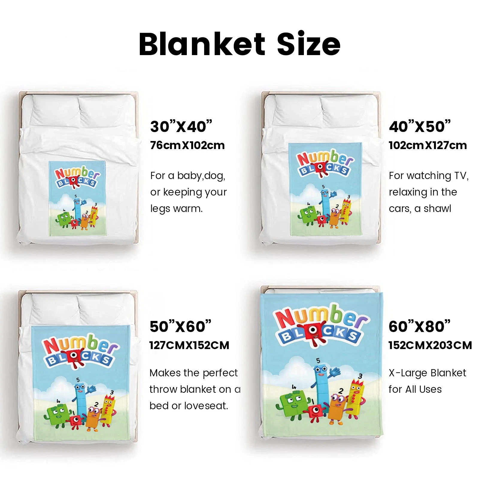 Numberblocks Blanket Soft Bed Sofa Throw Cozy Lightweight Birthday Gift