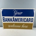 Vintage Bank of America Tin Metal Sign 23 x 16 Credit Card 1960s Double Sided