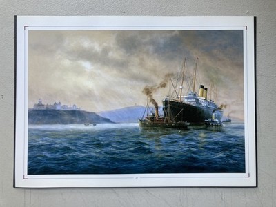 WHITE STAR LINER MARINE PRINT - CELTIC AGROUND AT ROCHAS POINT IRLAND