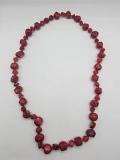 Natural Coral Necklace Vintage 154g 60cm Large Beads Color Enhanced Handmade
